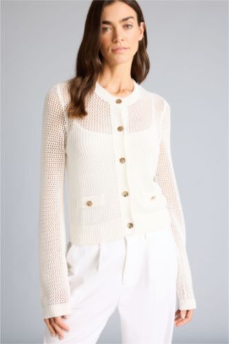 Женщины Бежевый Кардиган стандартного кроя для женщин