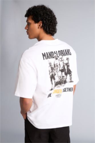 Erkek Beyaz Star Wars Baskılı Tişört