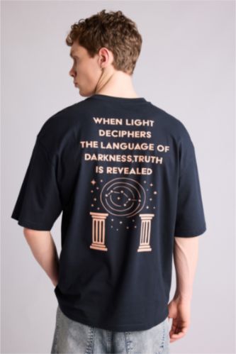 Ерлер әскери-теңіз 100% мақта Boxy Fit баспалы футболка