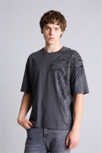 رجال أنثرا تيشيرت 100% قطن اوفر سايز مطبوع