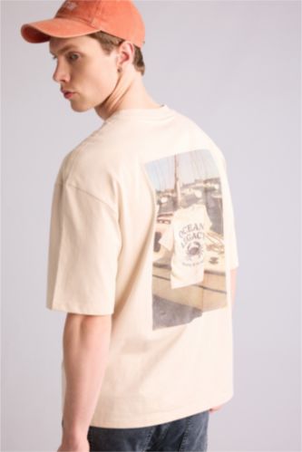 Ерлер ашық реңк 100% мақта Boxy Fit баспалы футболка