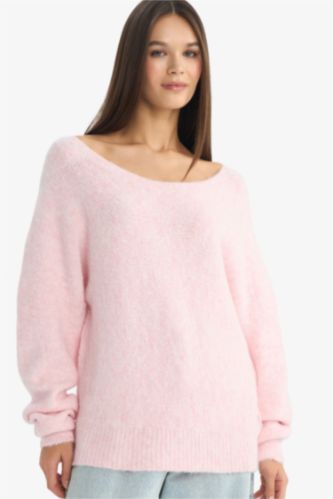 Regular Fit Kayık Yaka Triko Kazak