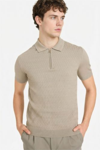 Man Khaki Man Short Sleeve Polo T-Shirt