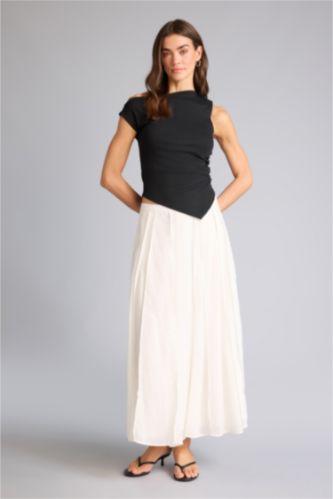 WOMAN Ecru A Cut Midi