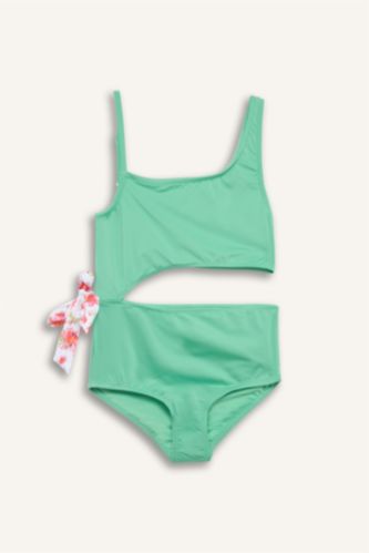 Girls & Teens Parlak Açık Yeşiil Girl Regular Fit Mayo