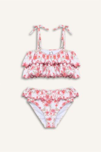 Kız Çocuk - Genç Kız Pembe Floral 2'li Bikini Kız Çocuk