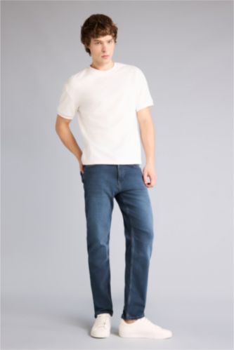 Erkek Mavi Gri Tapered Fıt Pantolon