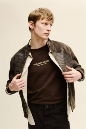 MAN Anthracite Boxy Fit Faux Leather Jacket