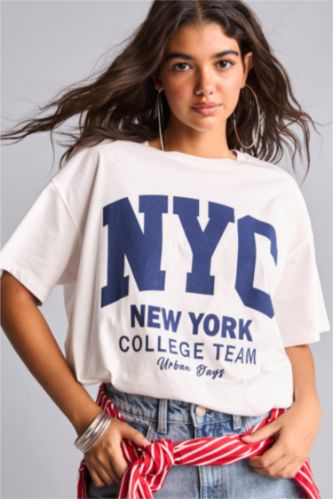 Women White Oversize Fit Short Sleeve T-Shirt