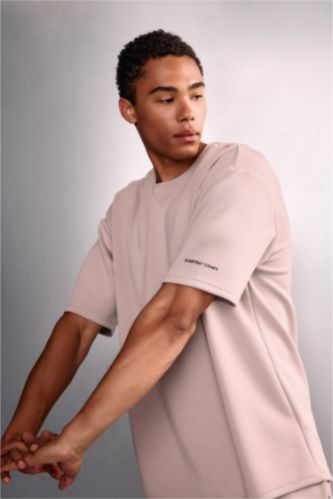 رجال اللون الحجري Boxy Fit Short Sleeve T-Shirt
