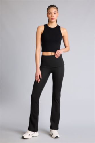 Kadın Siyah Beli Katlamalı Eşofman Altı