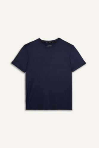Erkek Lacivert Slim Fit Basic Kısa Kollu Tişört
