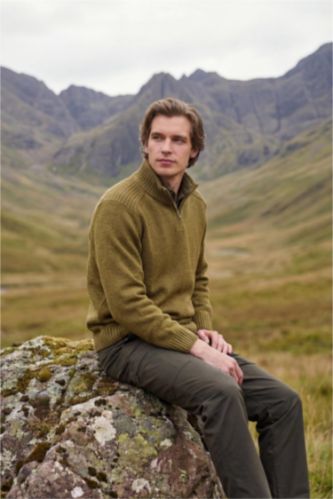 Erkek Haki Standart Fıt Triko Kazak