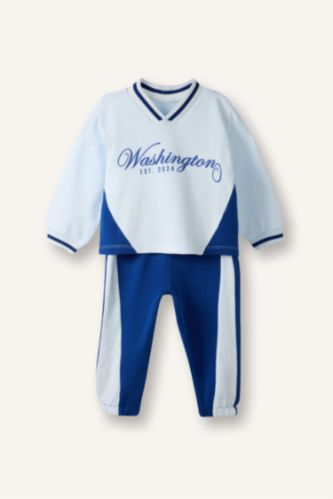 Erkek Bebek 2'li Takım Baskılı Sweatshirt Eşofman Altı