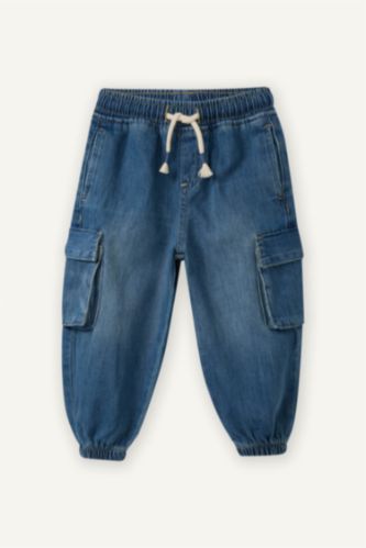 Erkek Bebek Açık Mavi Jogger Fıt Jean Pantolon Erkek Bebek