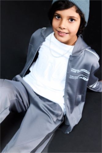 Boy Oversize Fit Slogan Long Sleeve T-Shirt