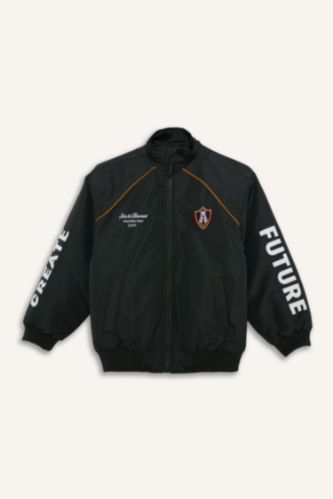 Erkek Çocuk Fermuarlı Tafta Mont