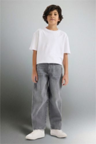 Barrel Fit Düz Paça Jean Pantolon Erkek Çocuk