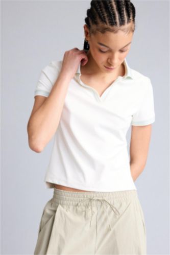 Женщины Бежевый Woman Short Sleeve Polo T-Shirt