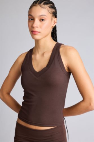 Kadın Kahve Slim Fit Atlet