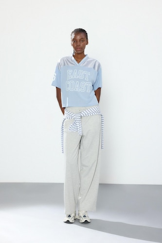 Women Grey Melange Barrel Fit Fleece With Pockets Sweatpants
