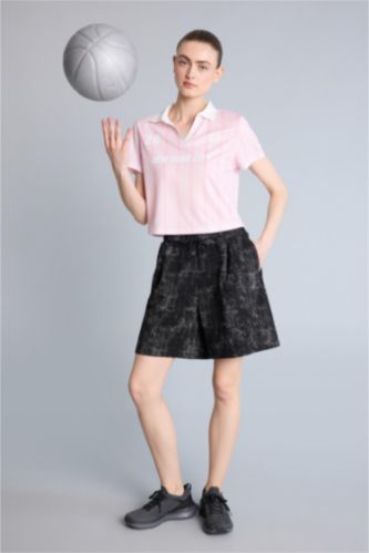 Kadın Siyah Sporcu Kısa Paça Şort