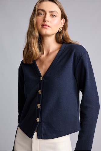 Women NAVY Relax Fit Cardigan