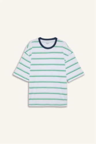 Men Green Boxy Fit Short Sleeve T-Shirt