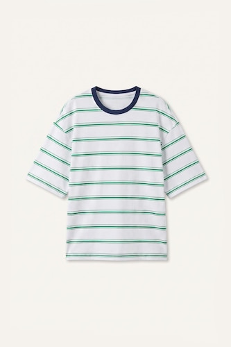 100% Cotton Green Boxy Fit Crew Neck Short Sleeve T-Shirt