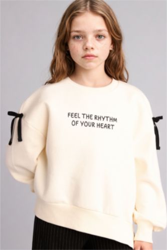 Girls & Teens Ecru Oversize Fit Sweatshirt