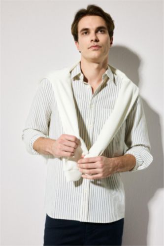 Men Light Yellow Regular Fit Cotton Long Sleeve Shirt