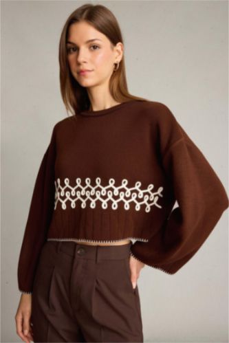 Crop Top Crew Neck Pullover