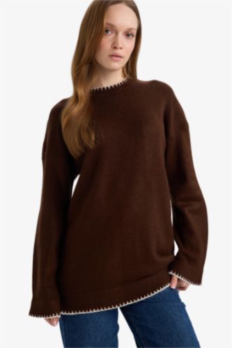 بلوز صوف تريكو قصة عادية وياخة مستديرة