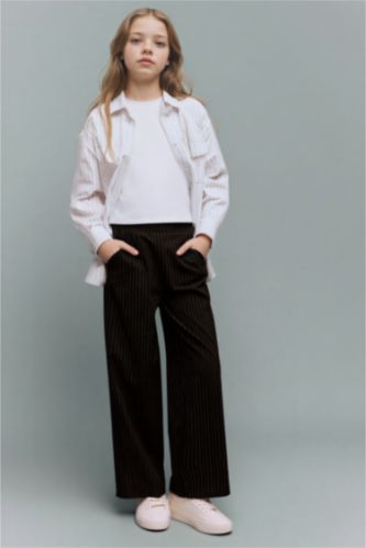 Kız Çocuk - Genç Kız Siyah Wide Leg Pantolon Kız Çocuk