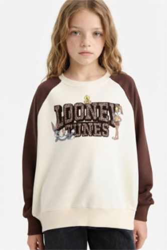 سويت شيرت بناتي اوفر سايز بياخة مستديرة من لوني تونز