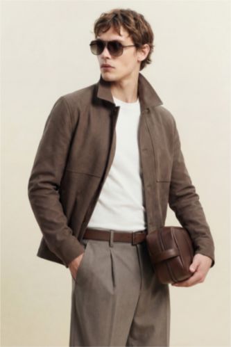 Man Teak Regular Fit Polo Collar Lined Blazer