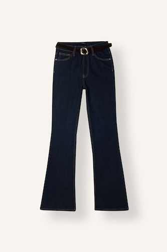 Women Blue Black Denim High Waist Trousers