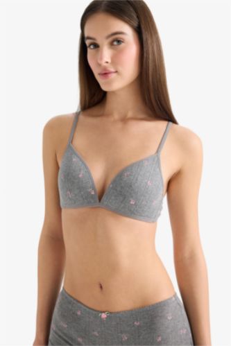 WOMAN Grey Melange Coated Unpadded T-Shirt Bra