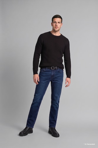 Erkek Siyah Relaxed Fit Bisiklet Yaka Basic Kazak