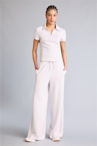 Женщины Светло-розовый Спортивные брюки Wide Leg из модала со стандартной длиной и широкими штанинами