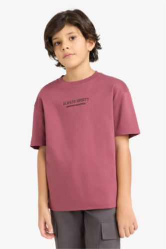 تيشيرت ولادي نص ردن بطبعة شعار اوفر سايز