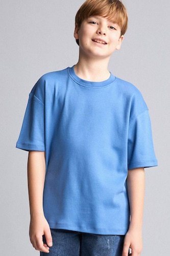 Young Boys - Teen Boys Dark Blue Boy Oversize Fit Short Sleeve T-Shirt