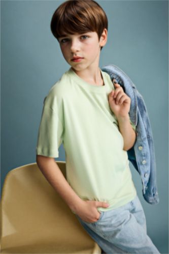 Erkek Çocuk - Genç Erkek Mint Oversize Kısa kollu Tişört Erkek Çocuk