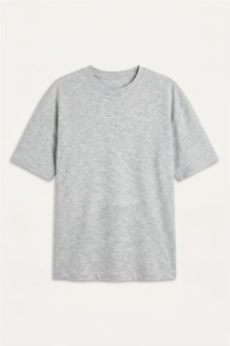 Young Boys - Teen Boys Light Grey Melange Oversize Fit Short Sleeve T-Shirt