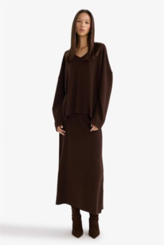 Normal Bel Kemerli Midi Etek