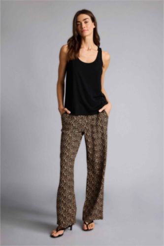 حريمي أسود بنطلون منسوج قصة مستقيمة