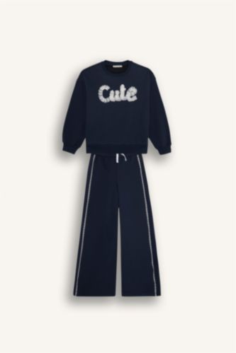 Kız Çocuk 2'li Takım Baskılı Sweatshirt Eşofman Altı