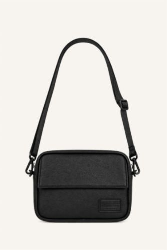MAN Black Faux Leather Crossbody Bag