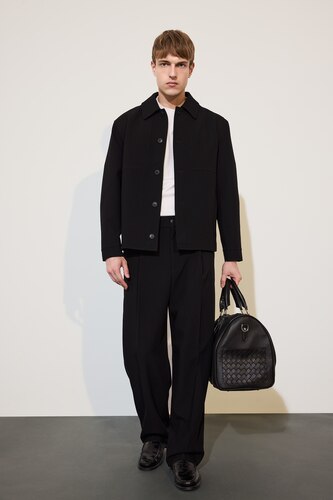 Men Black Wide Leg Trousers
