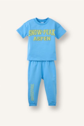 Erkek Bebek Mavi Baskılı 2'li Takım Erkek Bebek